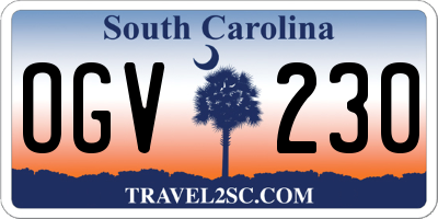 SC license plate OGV230