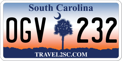 SC license plate OGV232