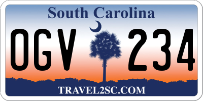 SC license plate OGV234