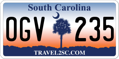 SC license plate OGV235