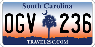 SC license plate OGV236