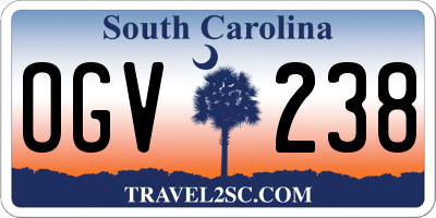 SC license plate OGV238