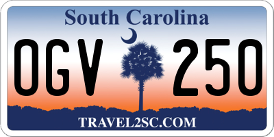 SC license plate OGV250