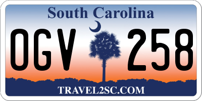 SC license plate OGV258