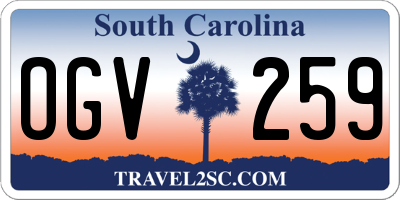 SC license plate OGV259