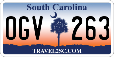 SC license plate OGV263