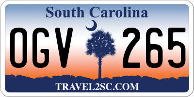 SC license plate OGV265
