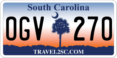 SC license plate OGV270