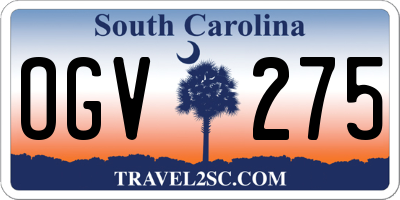 SC license plate OGV275