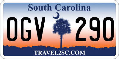 SC license plate OGV290