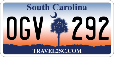 SC license plate OGV292
