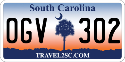 SC license plate OGV302