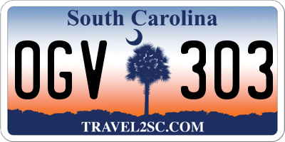 SC license plate OGV303