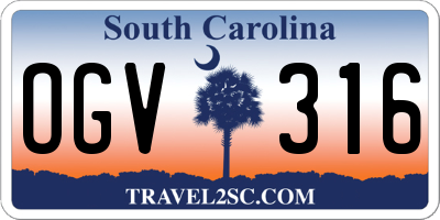 SC license plate OGV316