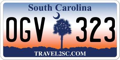 SC license plate OGV323
