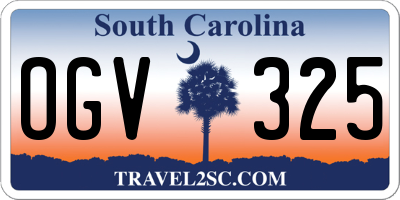 SC license plate OGV325