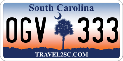 SC license plate OGV333
