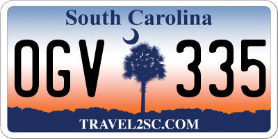 SC license plate OGV335