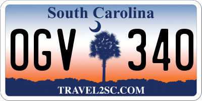 SC license plate OGV340