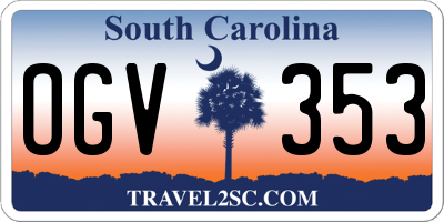 SC license plate OGV353