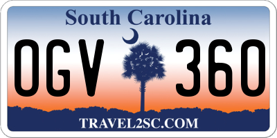 SC license plate OGV360