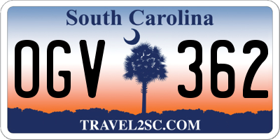 SC license plate OGV362