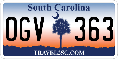 SC license plate OGV363