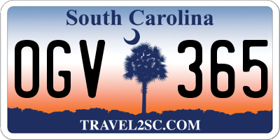 SC license plate OGV365