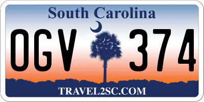 SC license plate OGV374