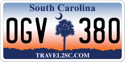 SC license plate OGV380