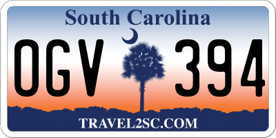 SC license plate OGV394