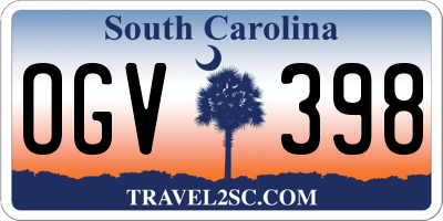 SC license plate OGV398
