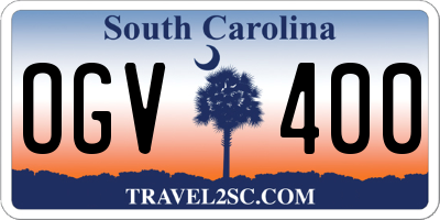 SC license plate OGV400