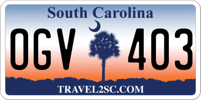 SC license plate OGV403