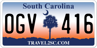SC license plate OGV416