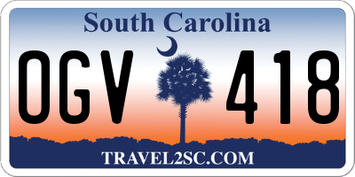 SC license plate OGV418