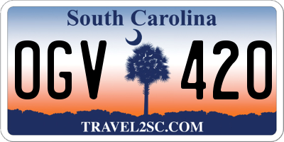 SC license plate OGV420