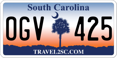 SC license plate OGV425