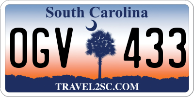 SC license plate OGV433