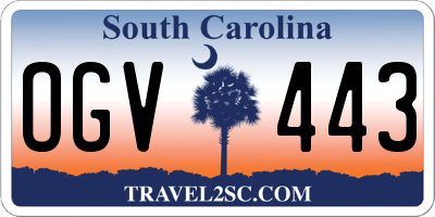 SC license plate OGV443