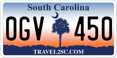 SC license plate OGV450
