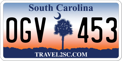 SC license plate OGV453