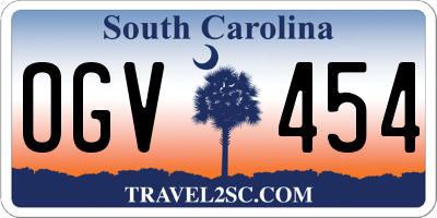 SC license plate OGV454