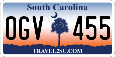 SC license plate OGV455