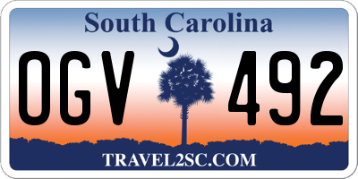 SC license plate OGV492