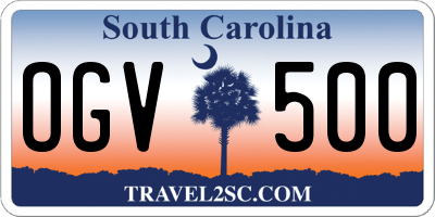 SC license plate OGV500