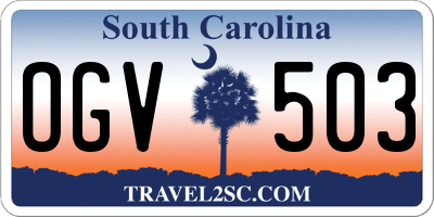 SC license plate OGV503