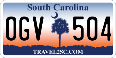SC license plate OGV504