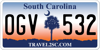 SC license plate OGV532