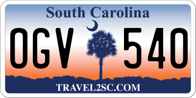 SC license plate OGV540
